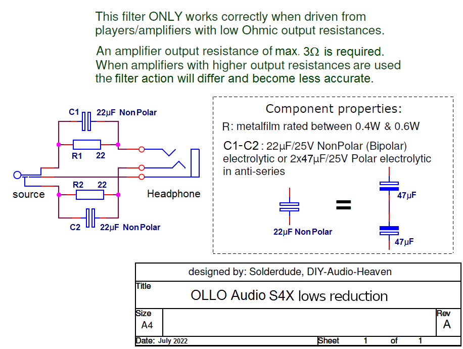 S4X bass filter schematic